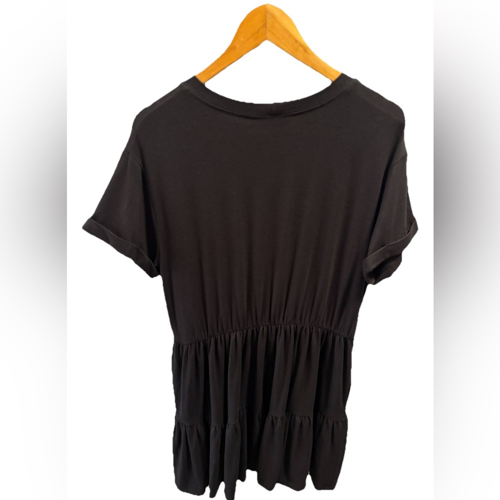 Smash + Tess Mini Dress Midnight Black Tiered Empire Waist L Pockets Minimalist - Picture 4 of 10